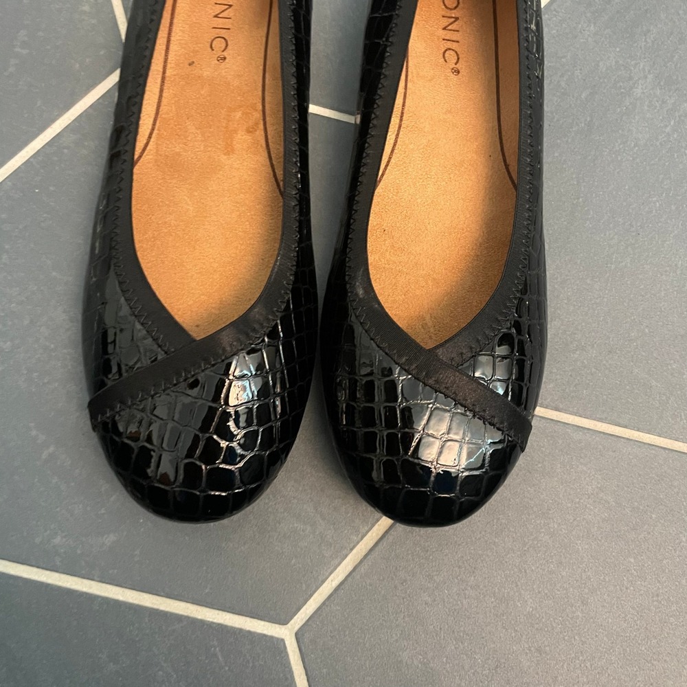 Vionic Caroll Black Croc Embossed Ballet Flats Comfort Shoes Women‎ - Size US 6 - Picture 3 of 6